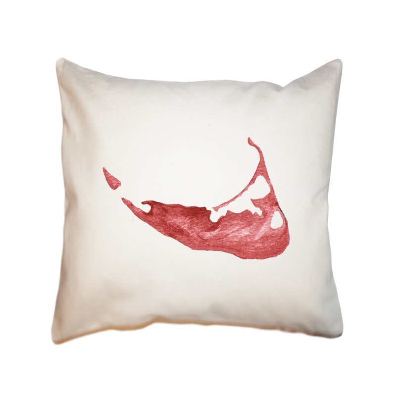 nantucket map in nantucket red square pillow