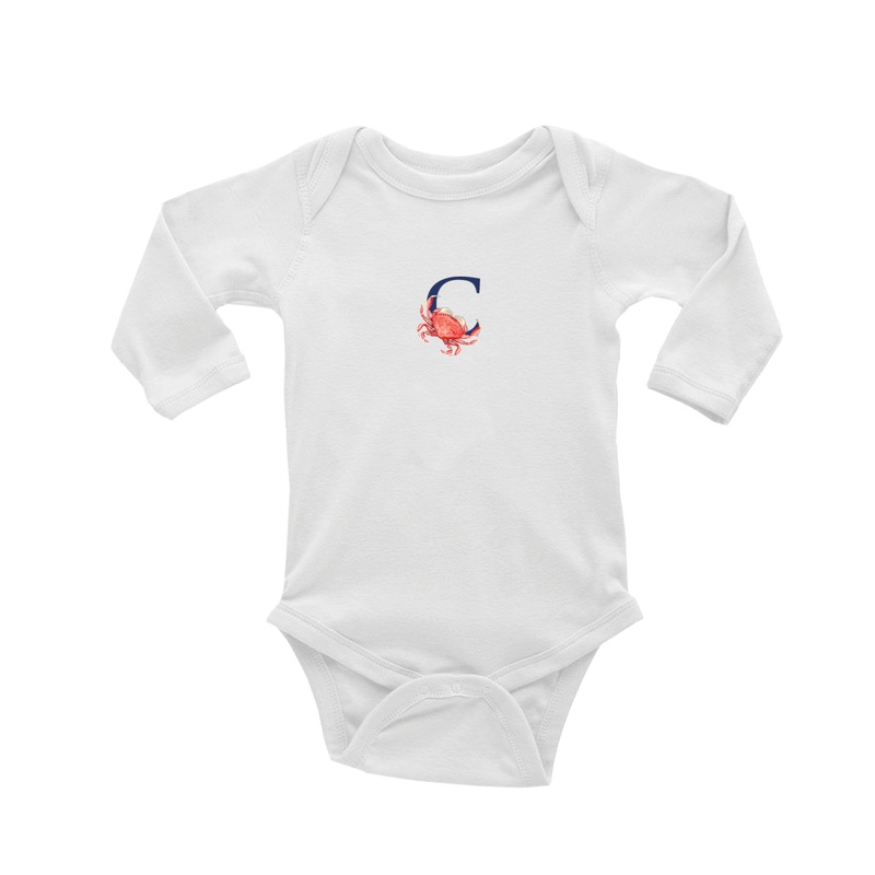 nautical alphabet – C baby snap up long sleeve