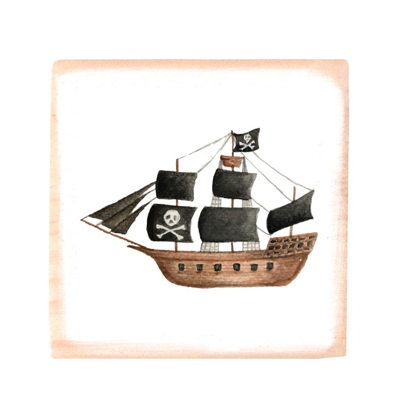 pirate ship square wood block