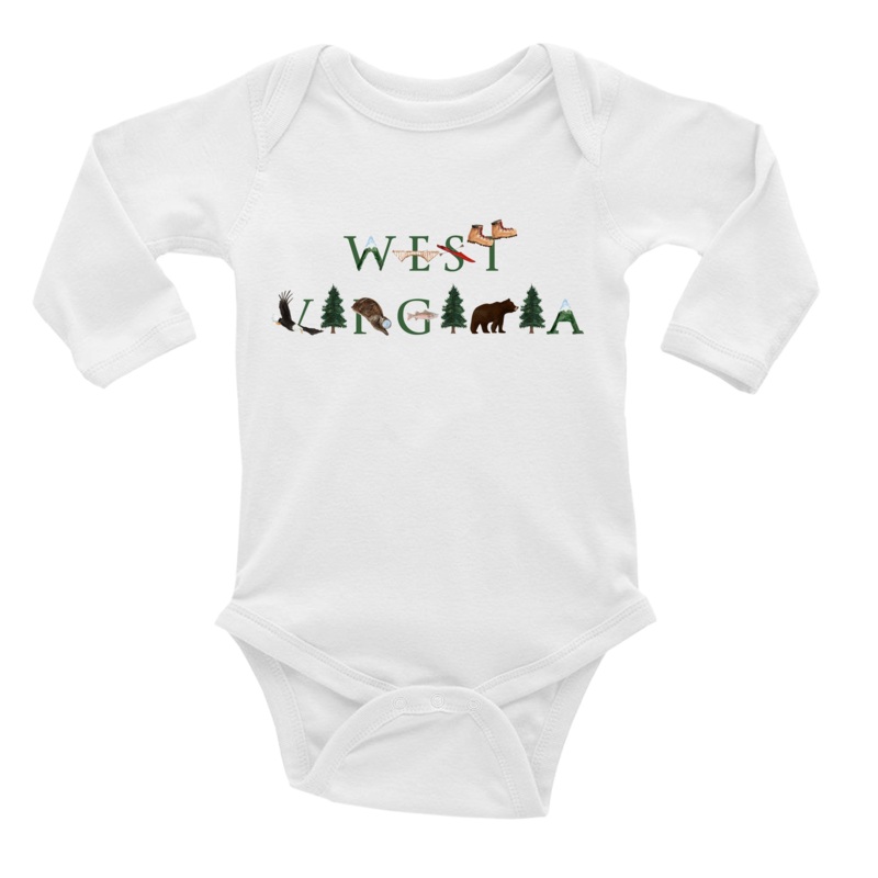 West Virginia baby snap up long sleeve