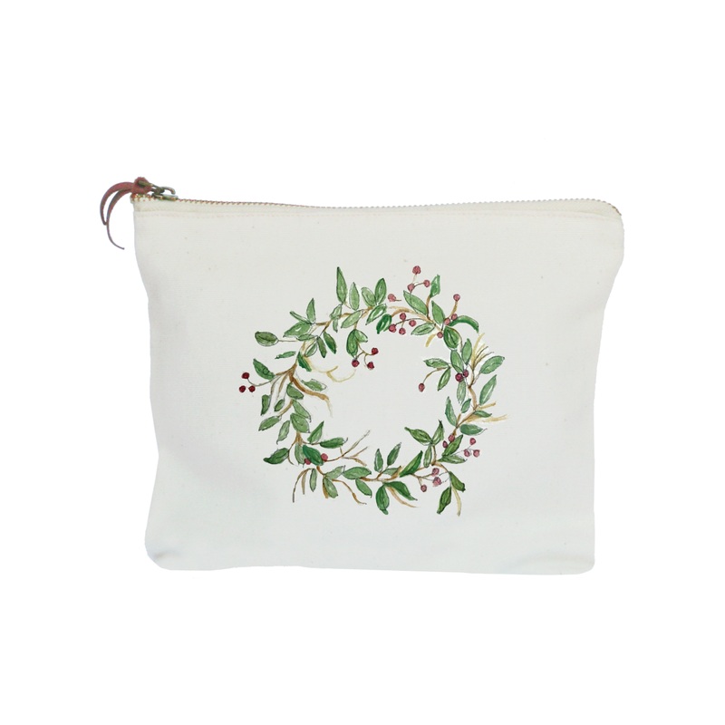 bay leaf wreath zipper pouch