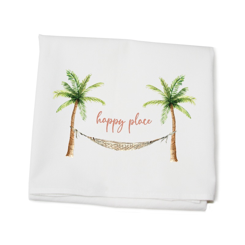 happy place flour sack towel