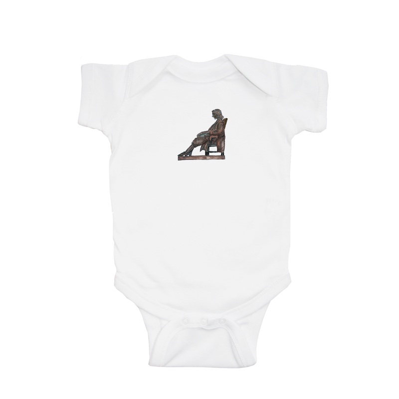 john harvard statue baby snap up short sleeve
