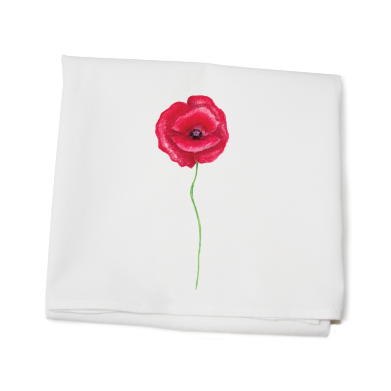 red poppy flour sack towel