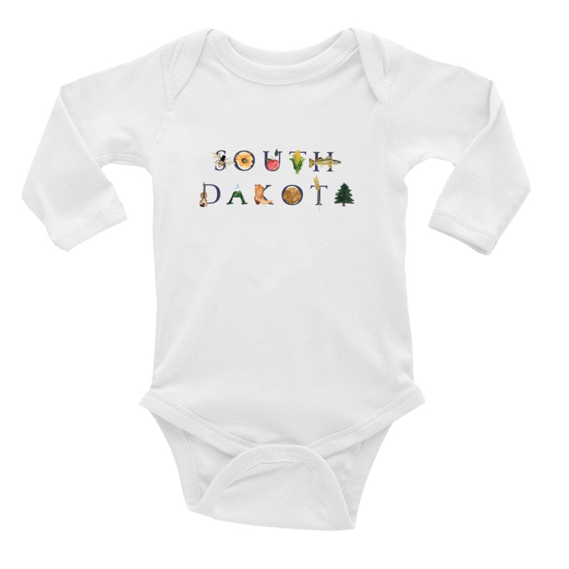 South Dakota baby snap up long sleeve