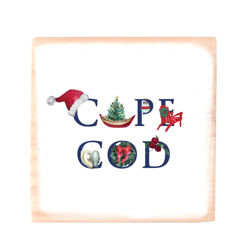 cape cod holiday wood block