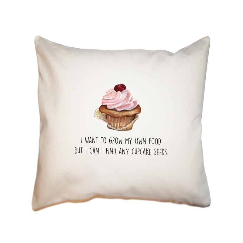 cupcake seeds square pillow