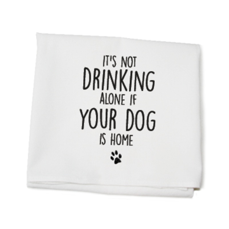 drink alone paw flour sack towel