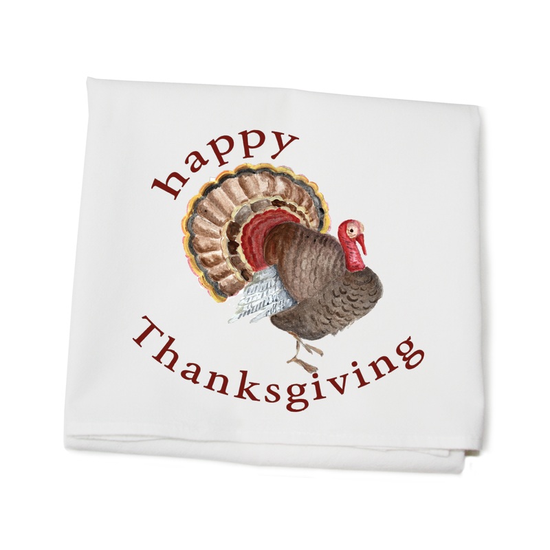 happy thanksgiving flour sack towel