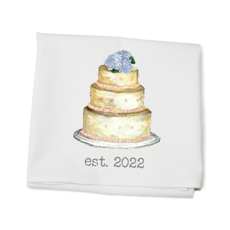wedding cake date 2022 flour sack towel