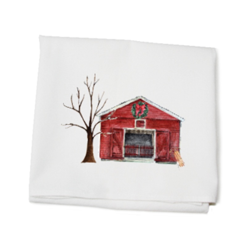 barn winter flour sack towel
