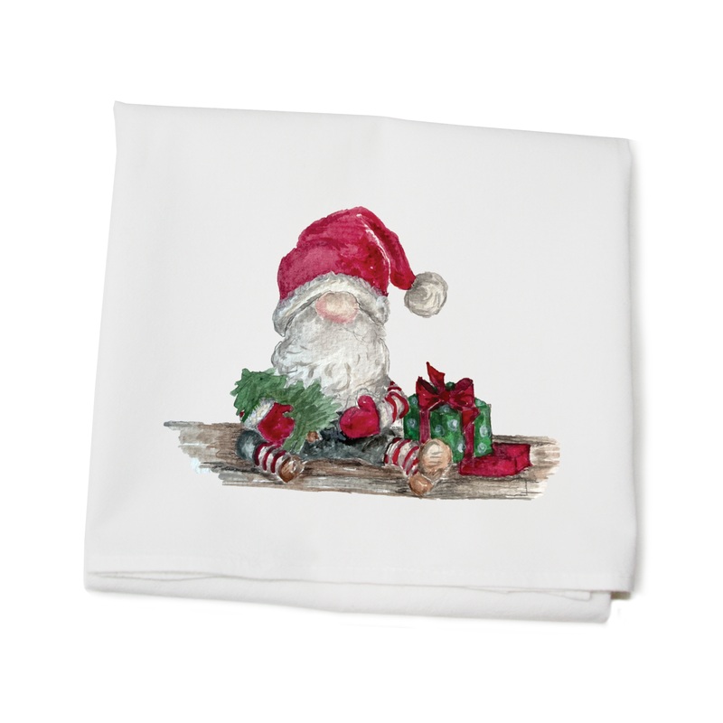 christmas gnome flour sack towel