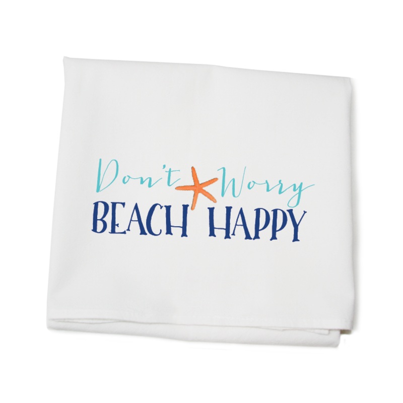 don’t worry beach flour sack towel