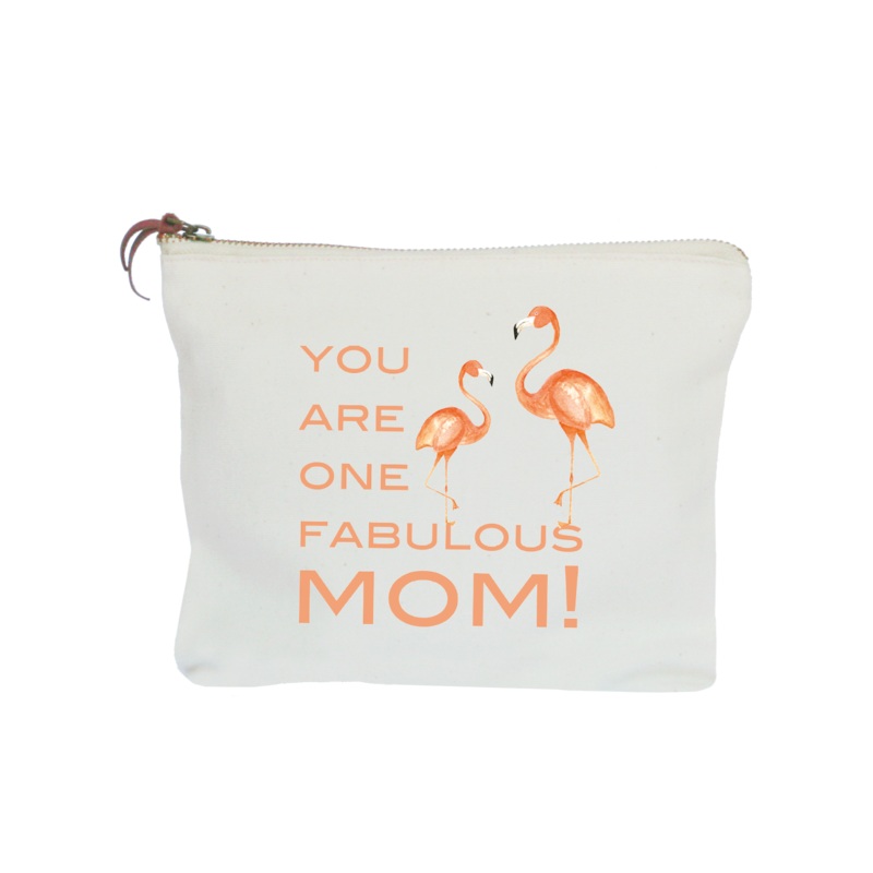 flamingo mom zipper pouch