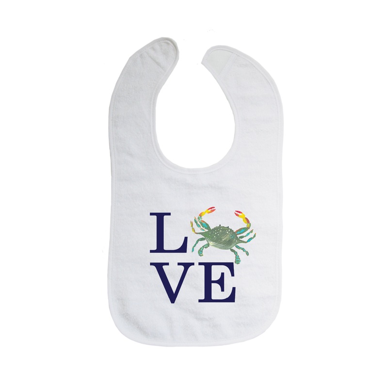 love crab with navy bib
