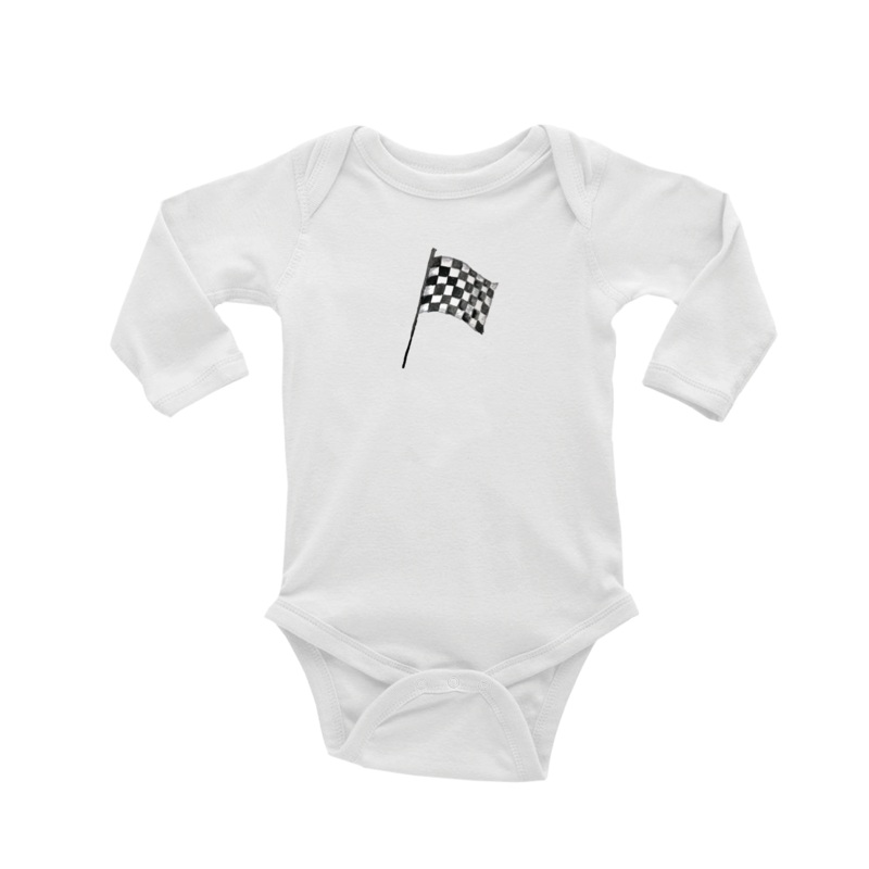race car flag baby snap up long sleeve
