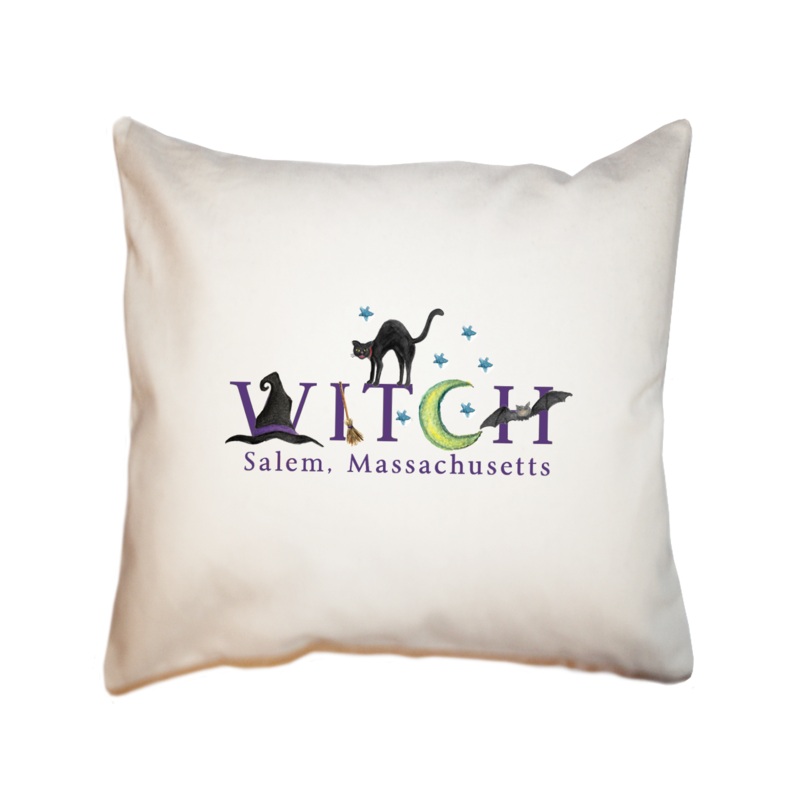 witch salem with black cat square pillow
