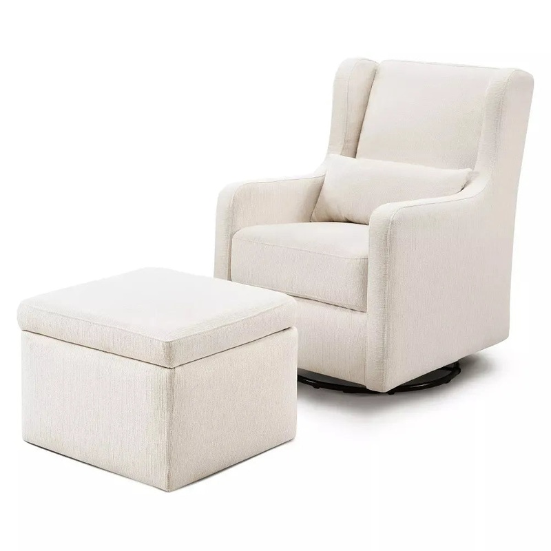 Adrian Swivel Glider with Storage Ottoman – Performance Cream Linen