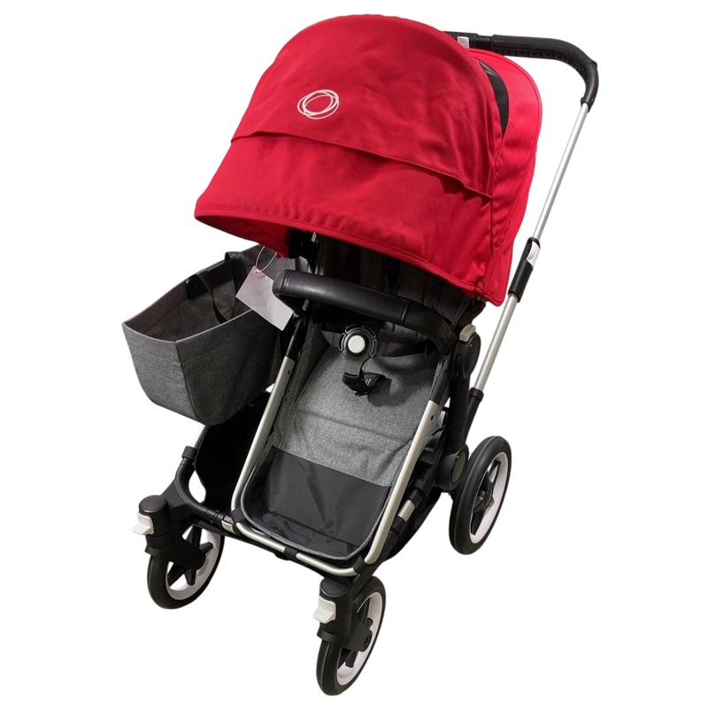Bugaboo Donkey 3 Mono Stroller, 2021, Aluminum, Grey Melange, Red