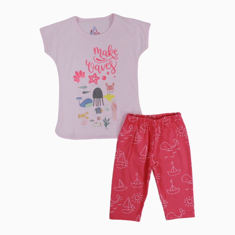 Girls Cotton Pajama Set  Make Waves Print