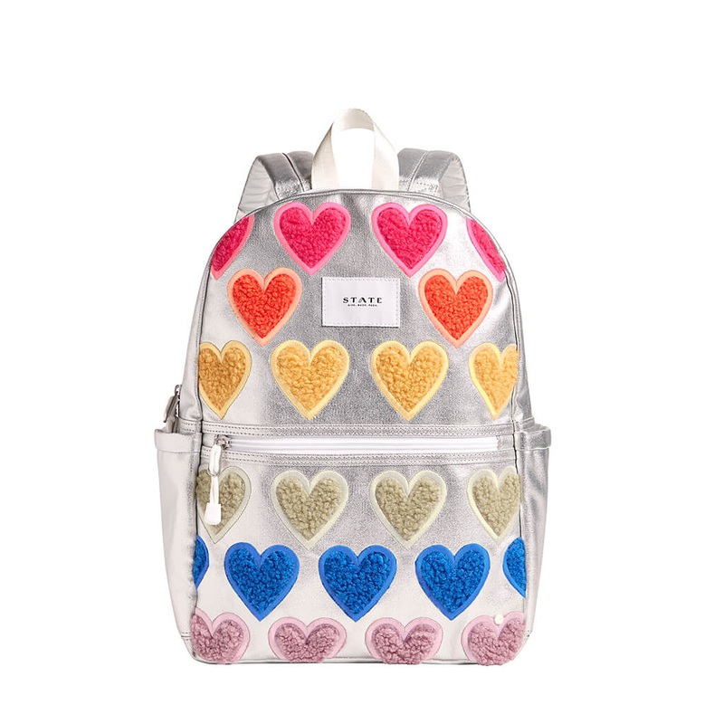 STE Kane Kids Backpack Metallic Fuzzy Hearts