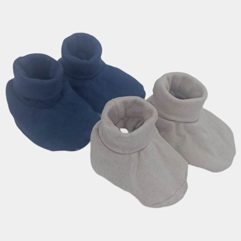 Baby Boys Cotton Baby Shoes  Beige & Navy Penguin (2 pcs)