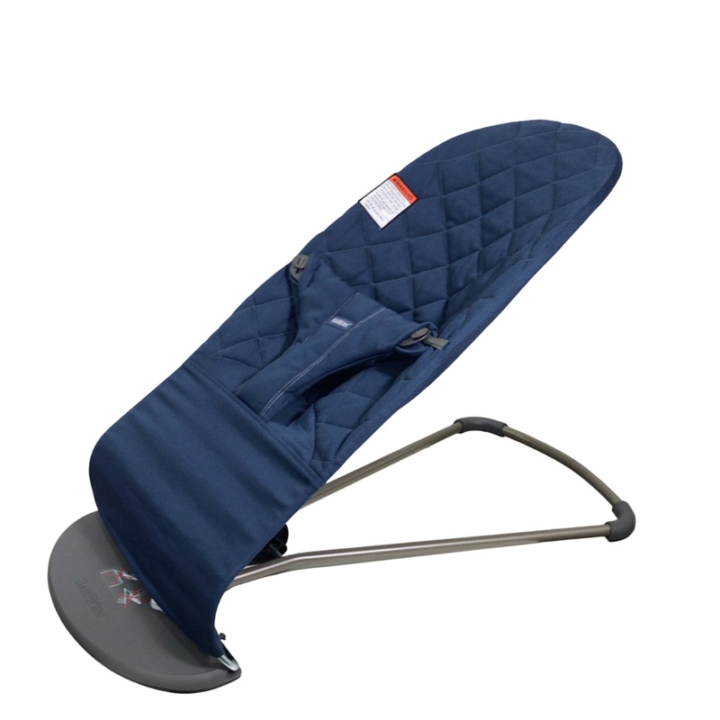 BabyBjorn Bouncer Bliss, Dark Gray Frame, Midnight Blue Cotton Classic Quilt