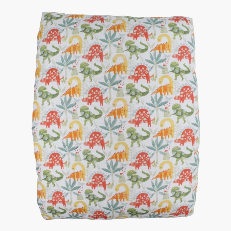 Baby Boys Cotton Duvet  Off-White & Olive with Dinosaurs Print