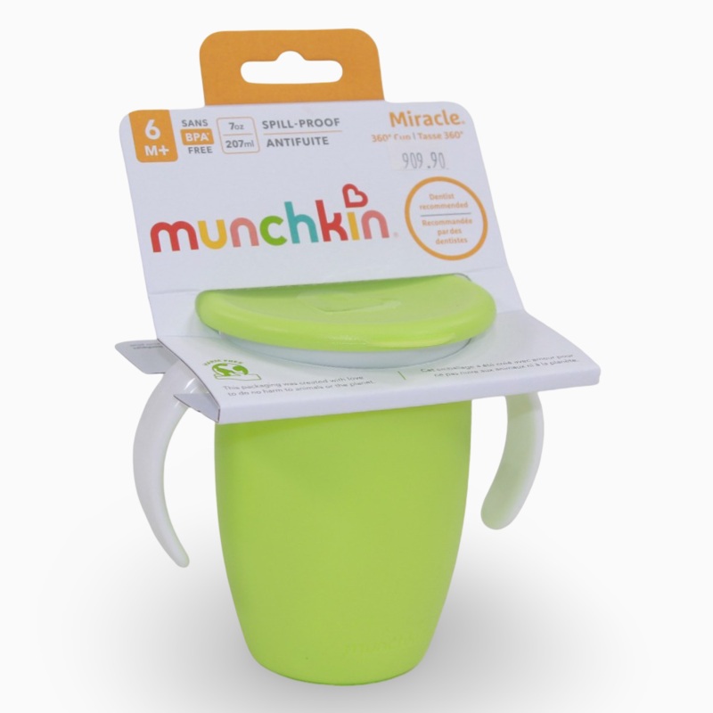 Munchkin Miracle360 Trainer Cup with Lid  7oz  Green (6months+)