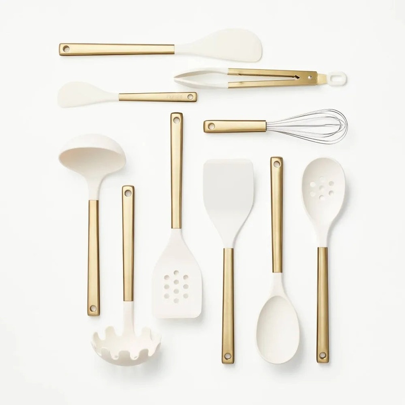 10pc Stainless Steel/Nylon Kitchen Utensil Set Champagne