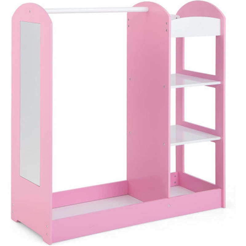 Kids Dress Up Storage With Mirror-Pink