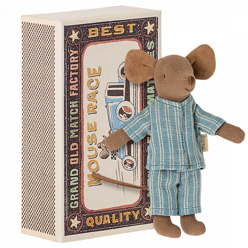 Big Brother Mouse Doll with Blue Pajamas in Matchbox