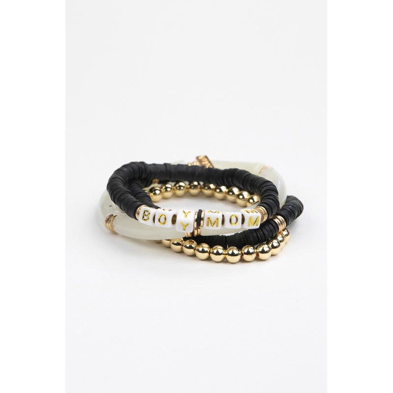 Boy Mom Tubular Beaded Bracelet Set