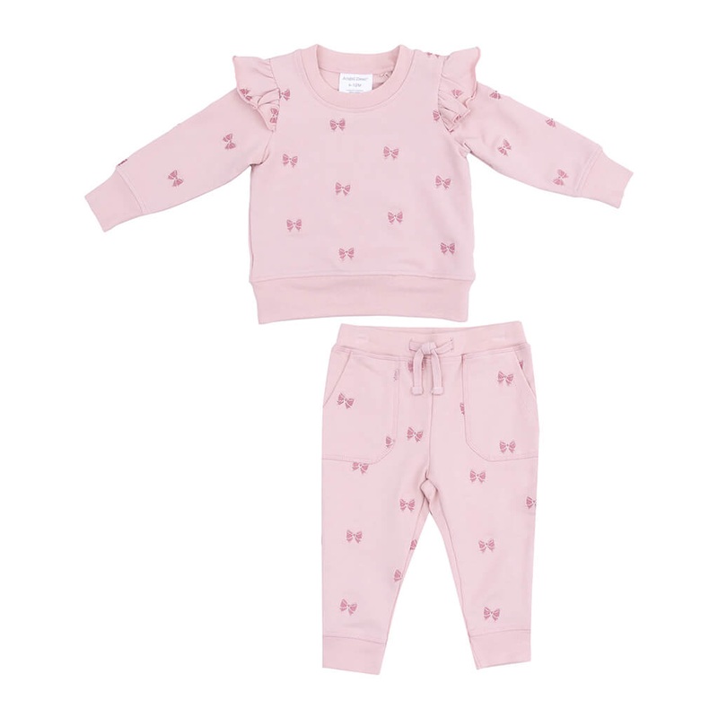 Ruffle Sweatshirt and Jogger Bows French Terry