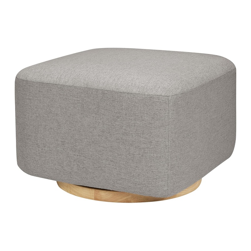 Babyletto Kiwi Gliding Ottoman, Performance Grey Eco-Weave with Light Wood Base