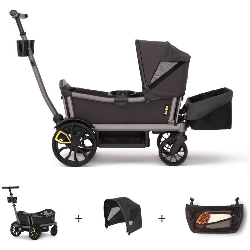 Veer Cruiser City Stroller Wagon + Canopy + Basket Bundle – Gray