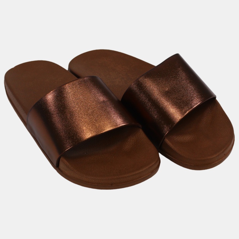 Women’s Rubber Slides  Metallic Copper