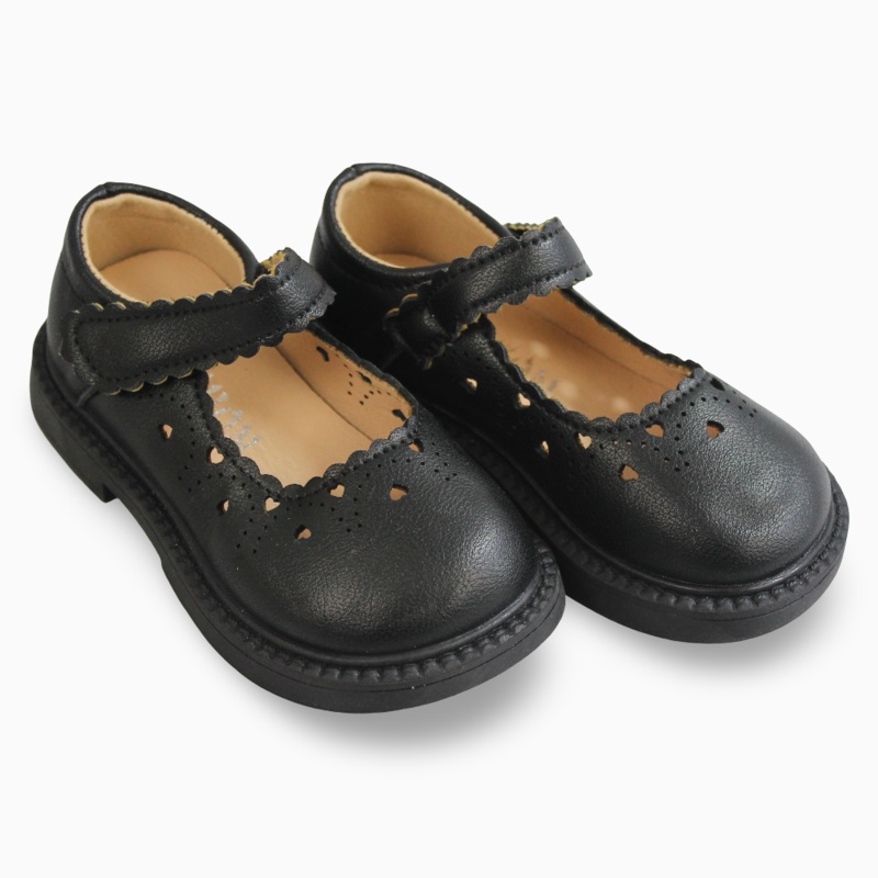 Girls Leather Shoes  Black