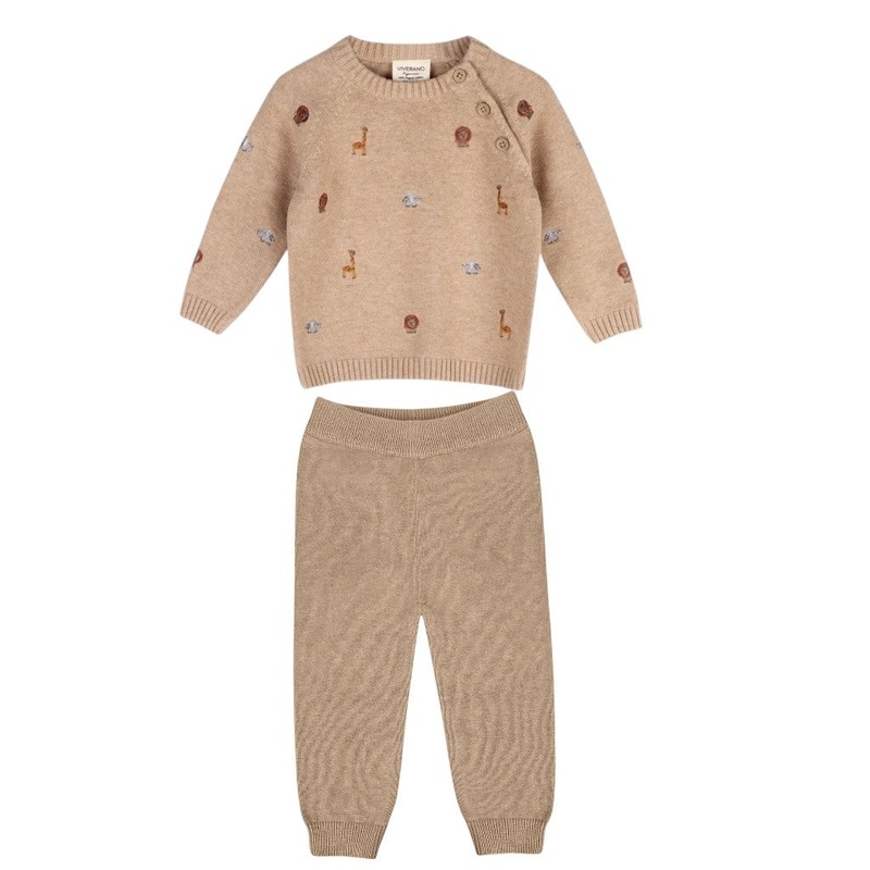 Mini Safari Raglan Sweater and Pants Oat Heather Set
