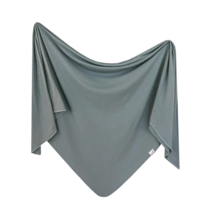 Ribbed Knit Swaddle Blanket – Moss
