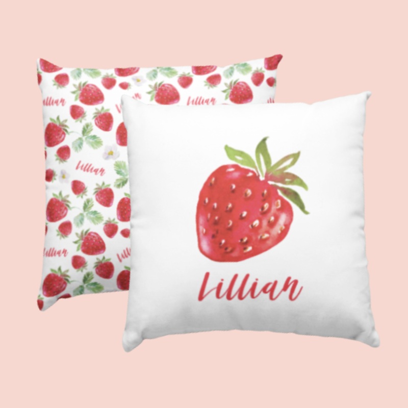 Sugar + Maple Custom Pillow | Centered Sweet Strawberry