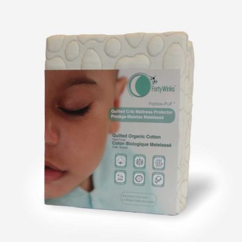 Forty Winks Pebble Puff Quilted Crib Mattress Protector – Organic Cotton