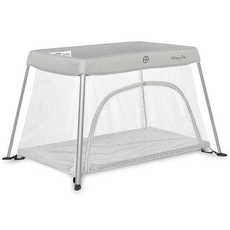 Travel Light Playard with Mesh Zipper – Grey