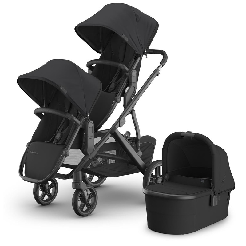 UPPAbaby Vista V3 Double Stroller with RumbleSeat V3 + Bassinet Bundle – Jake