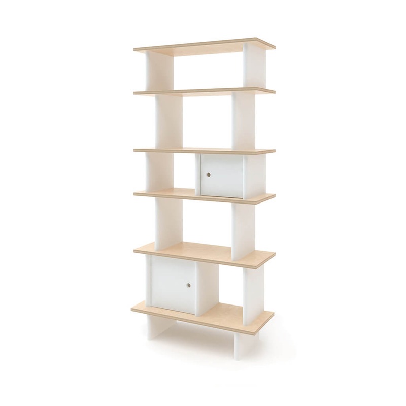 Vertical Mini Library – White/Birch