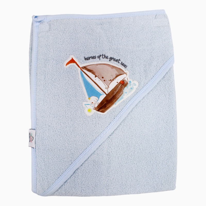 Baby Hooded Towel  Cute Sailing Dog Design