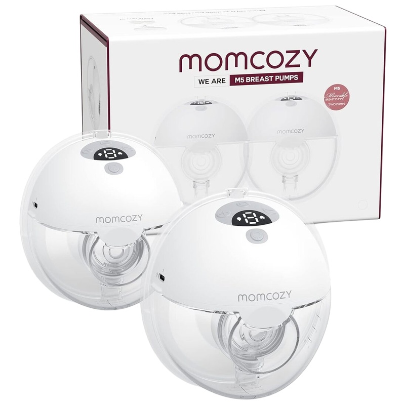 Momcozy All-in-one M5 Wearable Double Breast Pump, Quill Grey