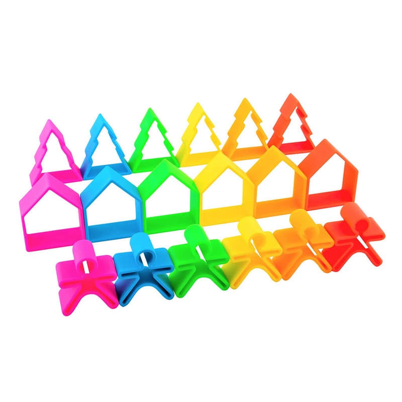 Silicone Kids Houses & Trees 6 Pack Neon