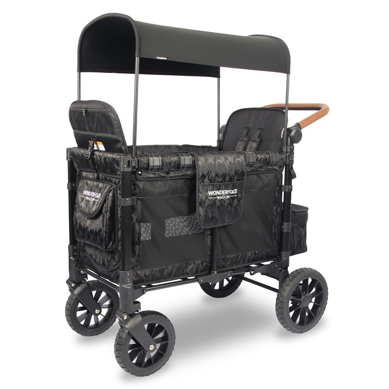 WonderFold OPEN BOX W2 Luxe (W2S 2.0) Multifunctional Double (2 seater) Stroller Wagon – Elite Black Camo
