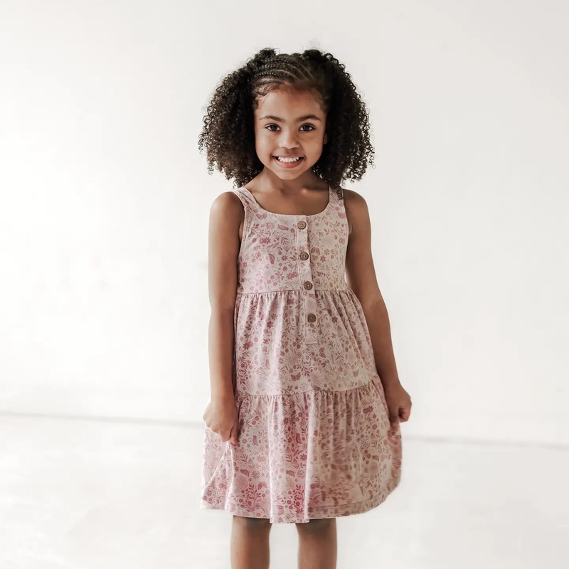 City Mouse Tiered Tank Dress- Birds and Butterflies